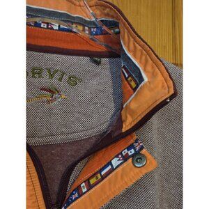 Orvis 1/4 Zip Snap Flap Sweatshirt‎ Men's Sz 2XL Pullover Red Flags Of The World